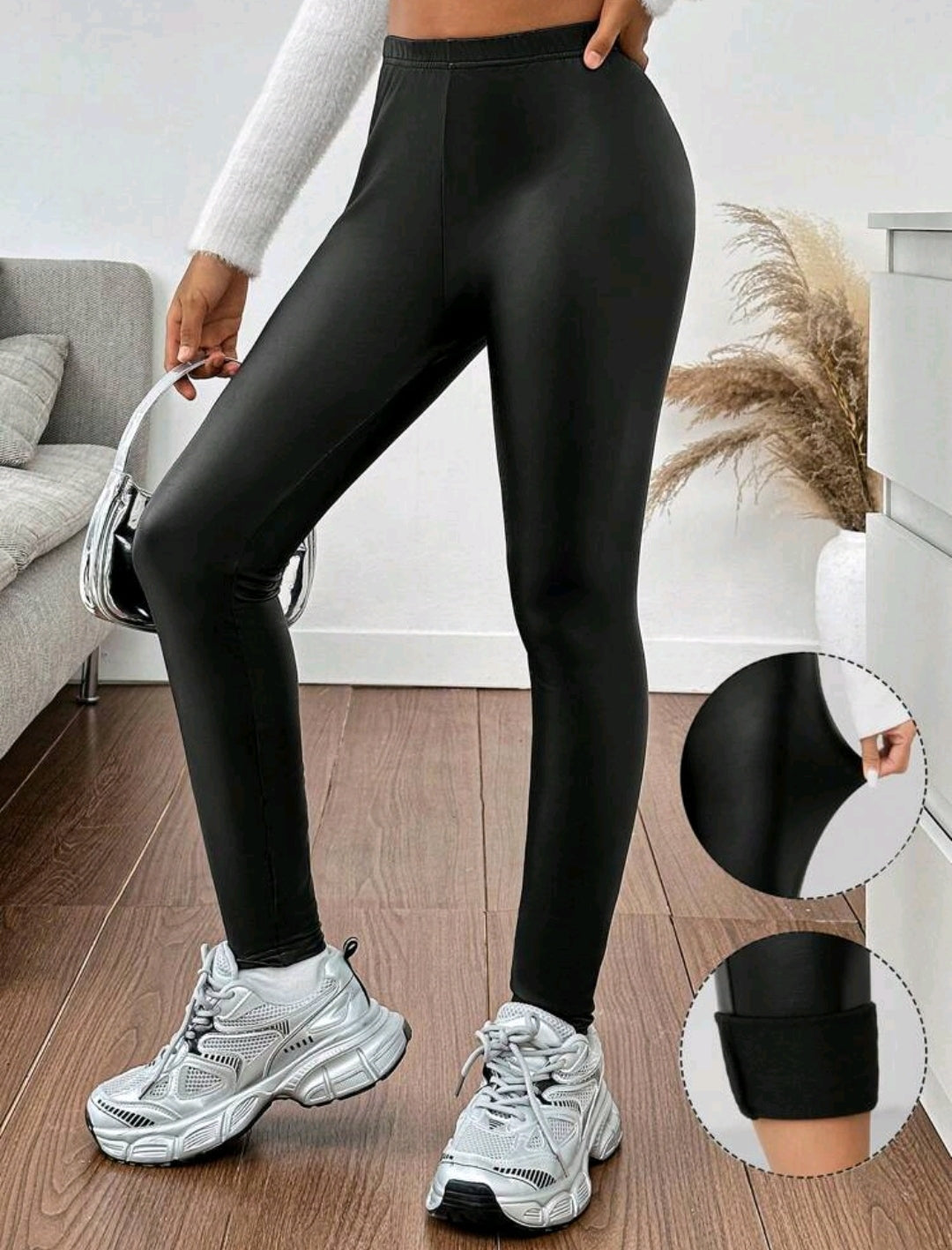 Leggings de cuerina alta elasticidad