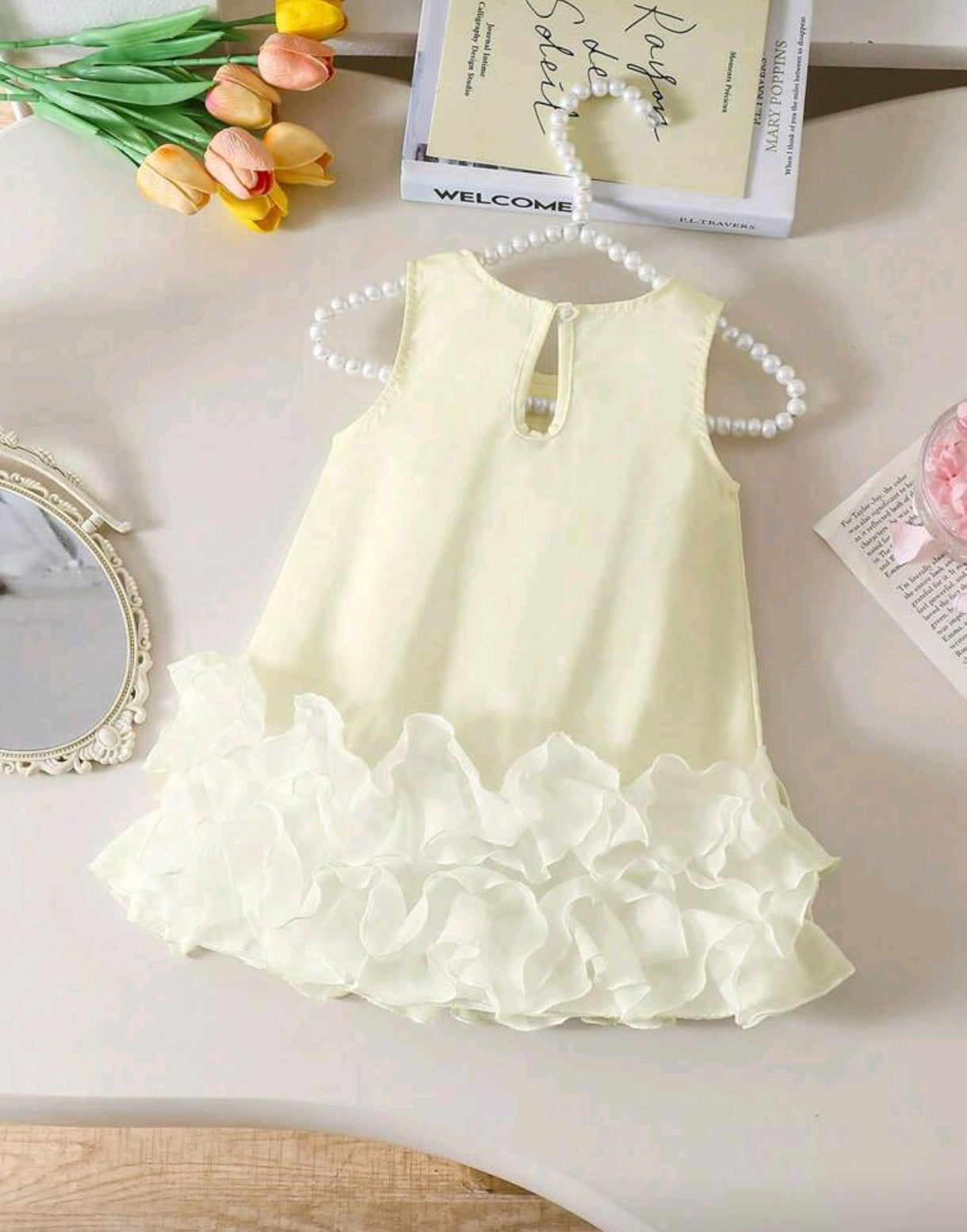 Vestido bebe sin manga con moño