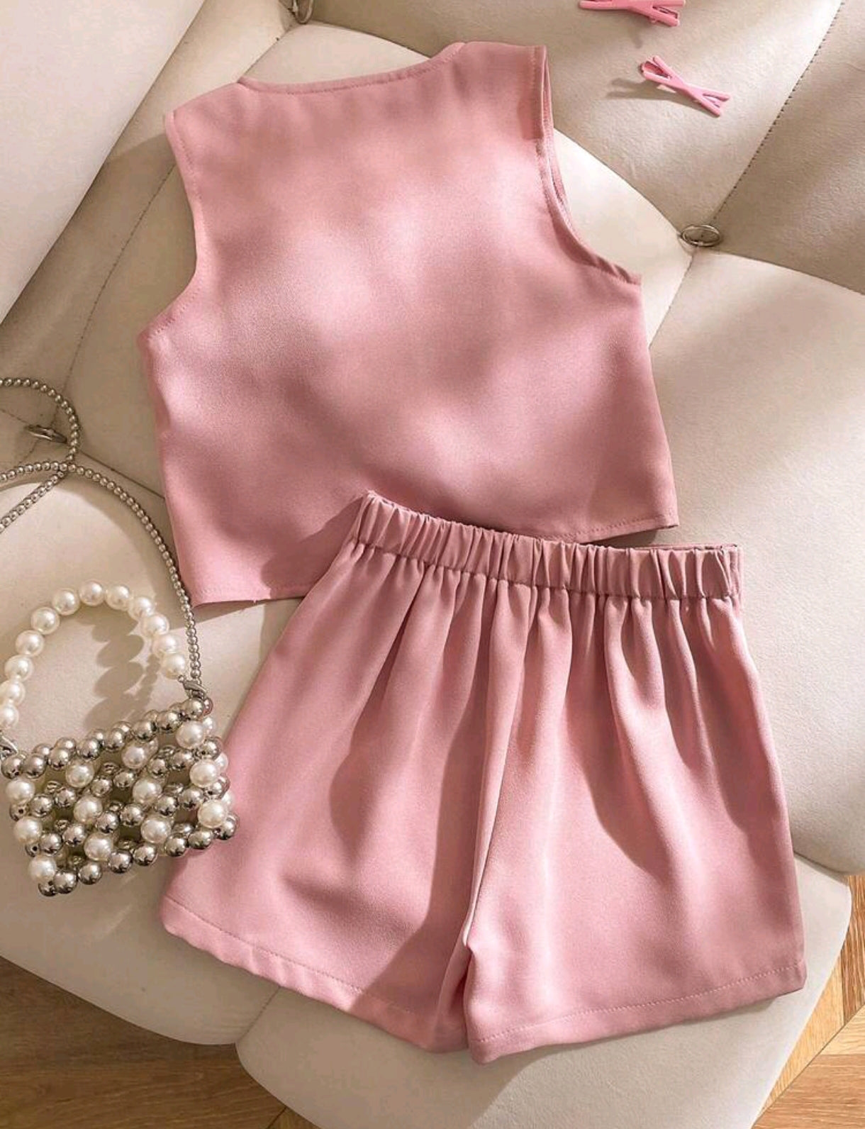 Blusa sin mangas con dobladillo+ short