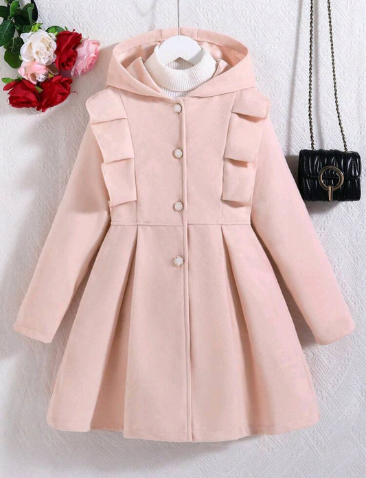 Abrigo tipo vestido con capucha y botones