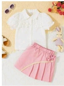 Camisa mangas abullonadas+ falda plisada