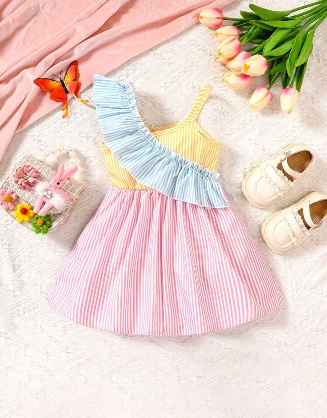 Vestido bebé asimétrica multicolor