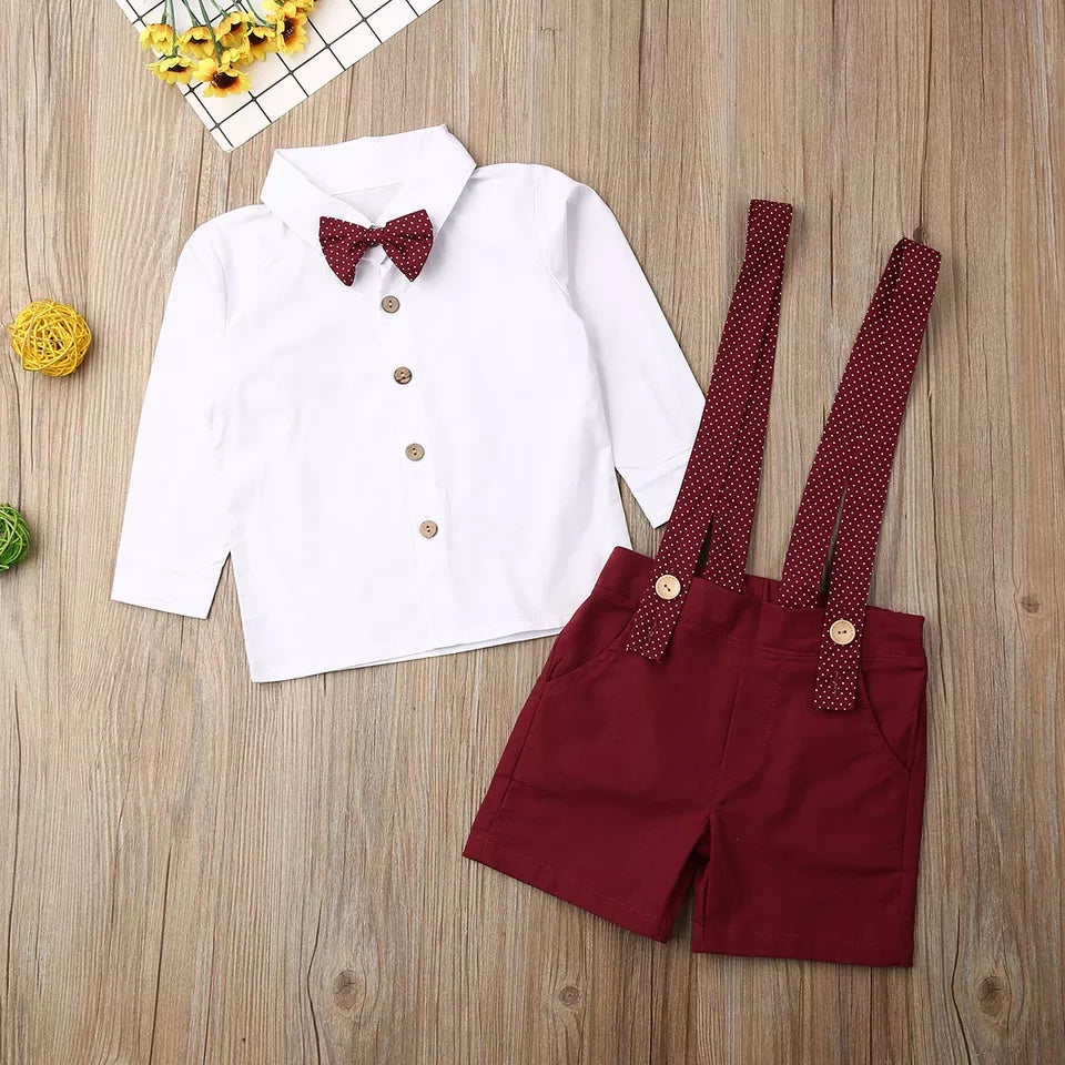 Conjunto niño. Camisa+ short+ moño+ suspensorio