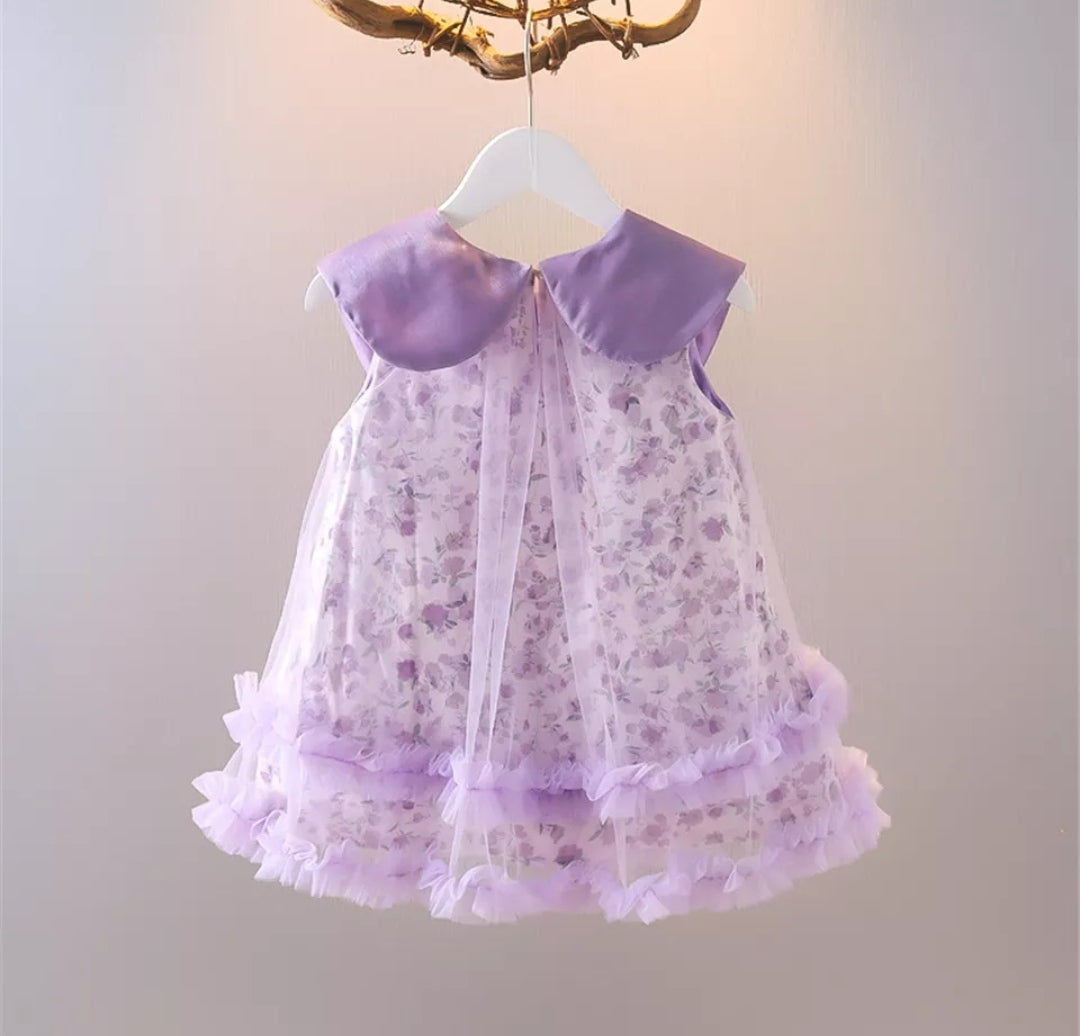 Vestido para bebé estampado floral y tul