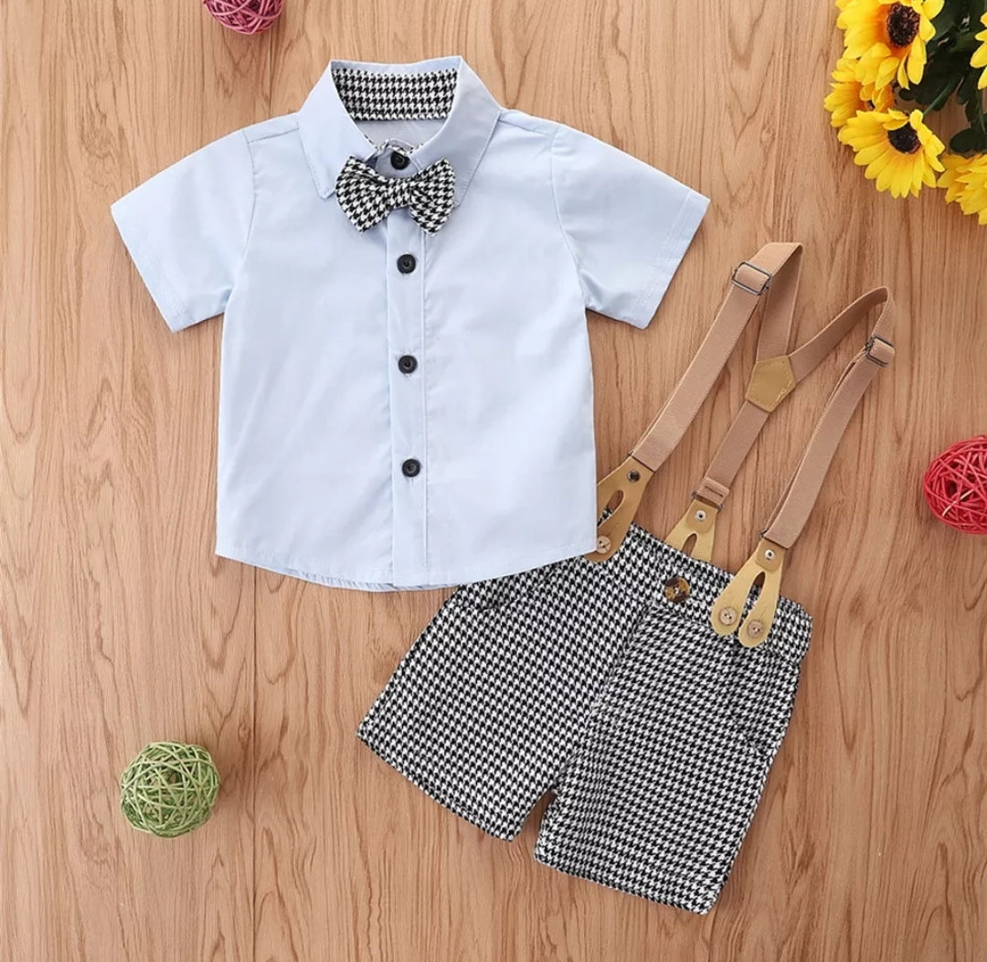 Conjunto niño, camisa+ moño+ short+ suspensorio
