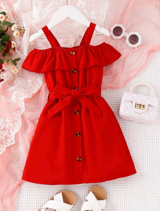 Vestido mangas caídas con cinturón