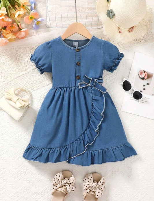 Vestido de jeans con mangas abullonadas