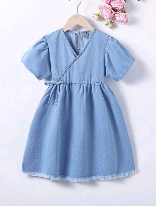 Vestido de jeans mangas abullonas