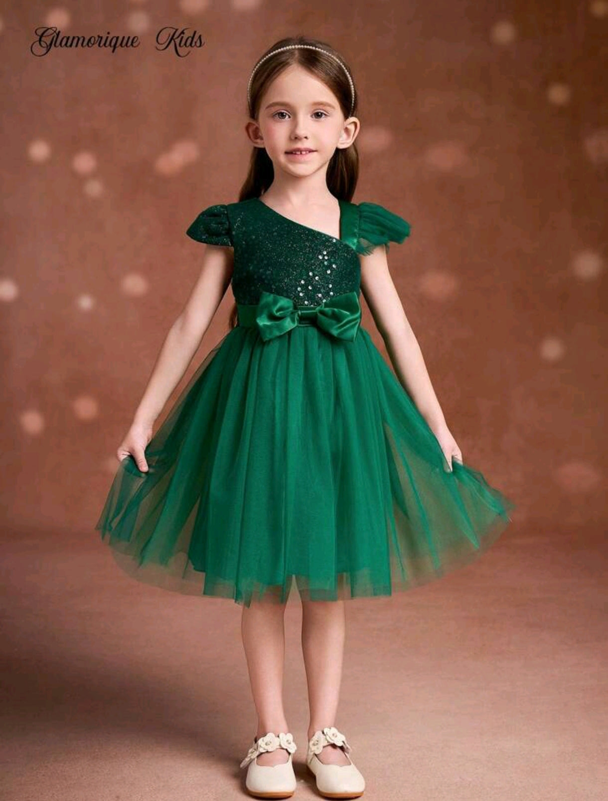 Vestido Elegante Verde con lentejuelas y tul