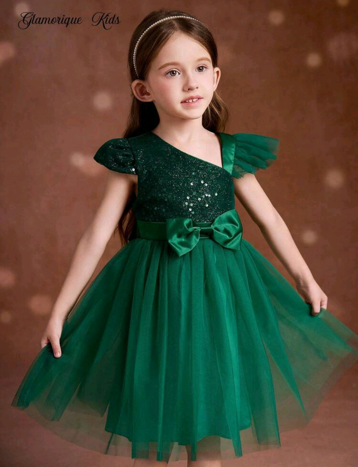 Vestido Elegante Verde con lentejuelas y tul