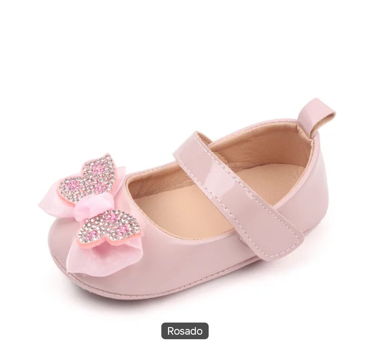 Acc. Zapato para bebe con diseño de moño con brillos