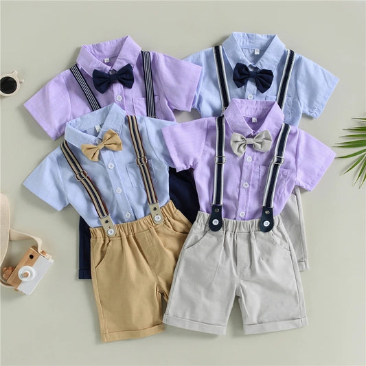 Body camisa con moño + short con suspensorio