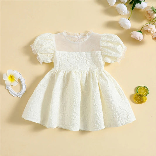 Vestido blanco bebé con mangas