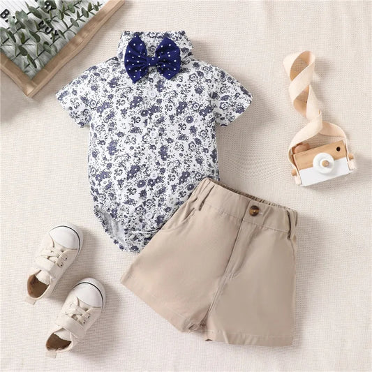 Body camisa estampado y moño+ short