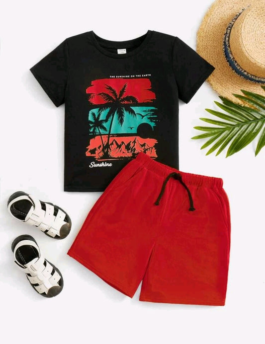 Remera estampado tropical+ short