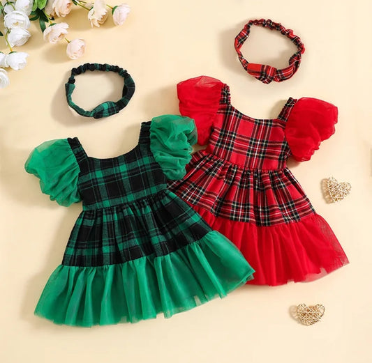 Vestido navideño a cuadro