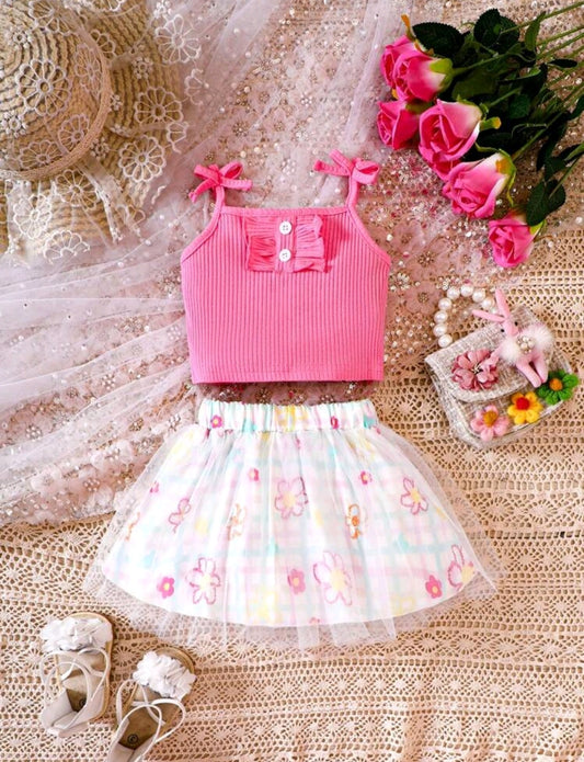 Blusa de tirantes + falda de floral