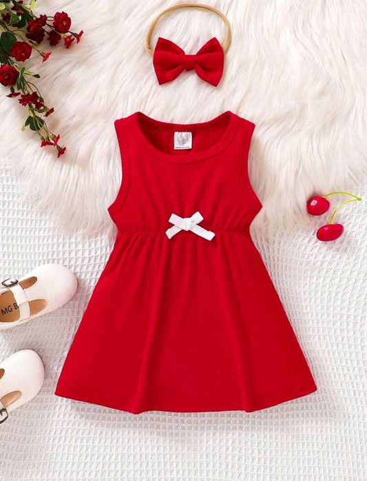 Vestido con lazo delantero+ diadema