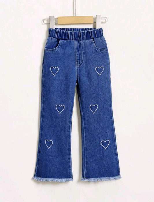 Pantalón de jeans con estampa de corazón