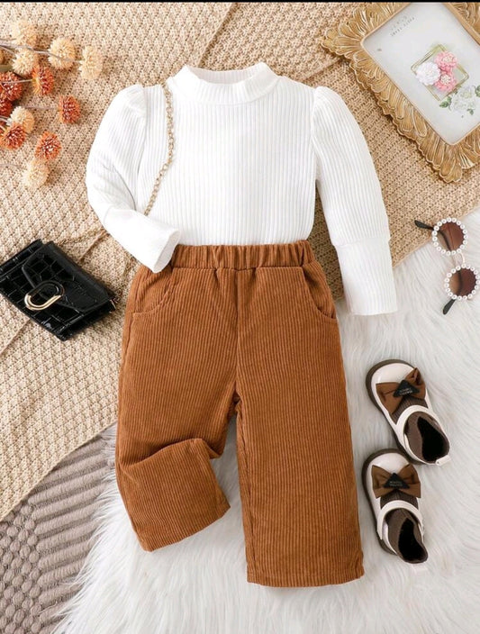 Mangas largas acanalado+ pantalón de corderoy