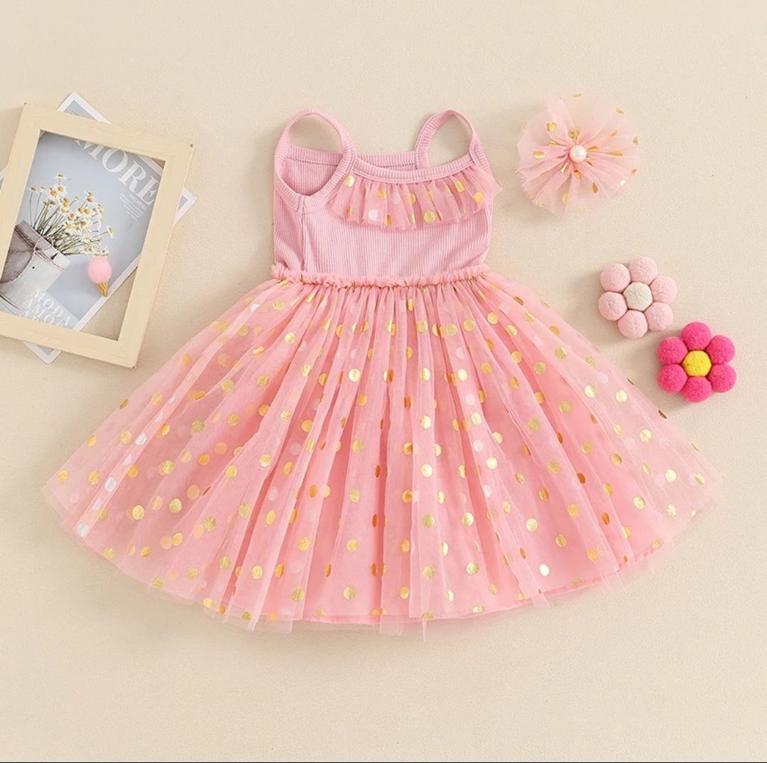 Vestido de tul con puntos + hebilla