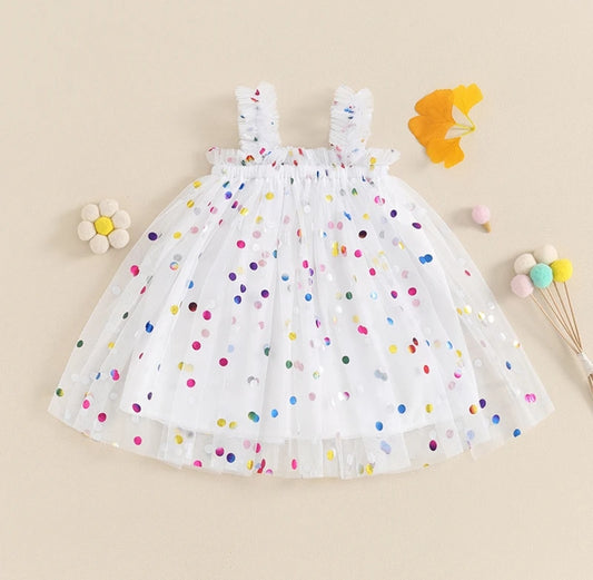 Vestido de tul con puntos coloridos