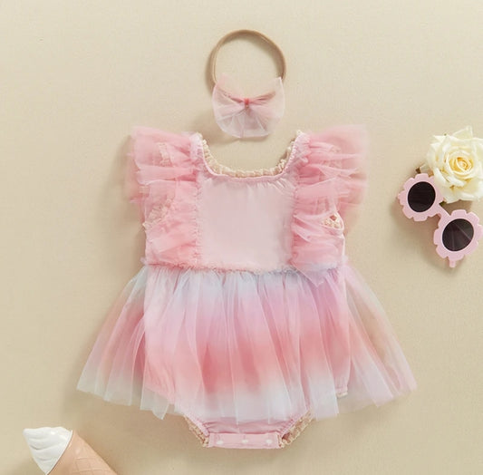 Body vestido de tul multicolor