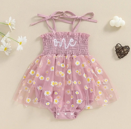 Body vestido one de tul con diseño de flores