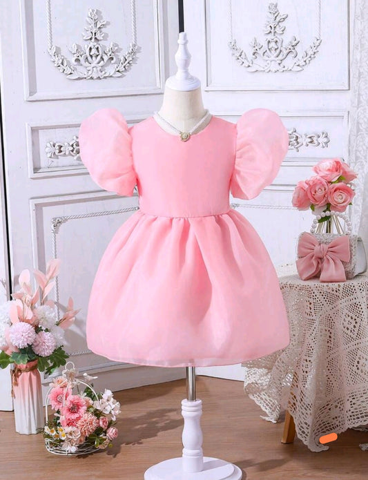 Vestido liso con mangas bufantes