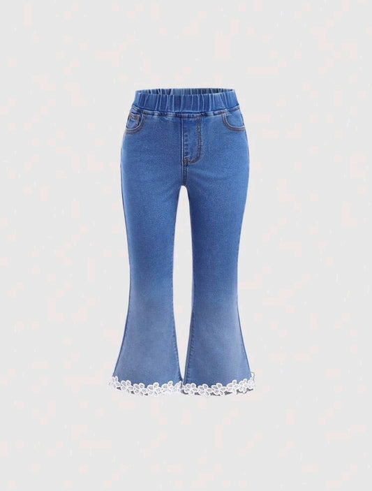 Pantalón de jeans acampado con encajes