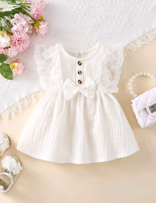 Vestido blanco bebé con encaje