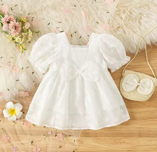 Vestido bebé blanco con bolsito