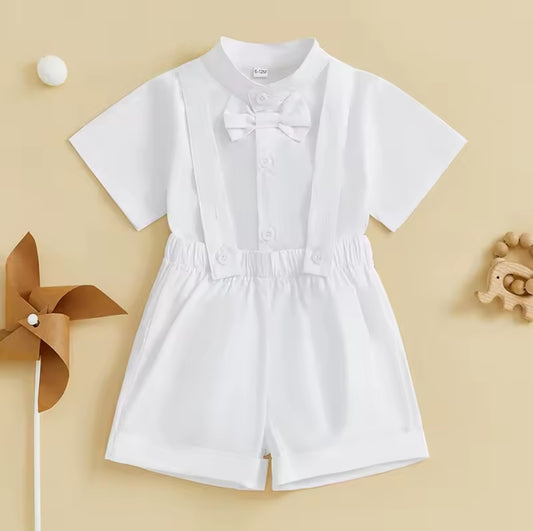 Body camisa con moño+ short con tirantes