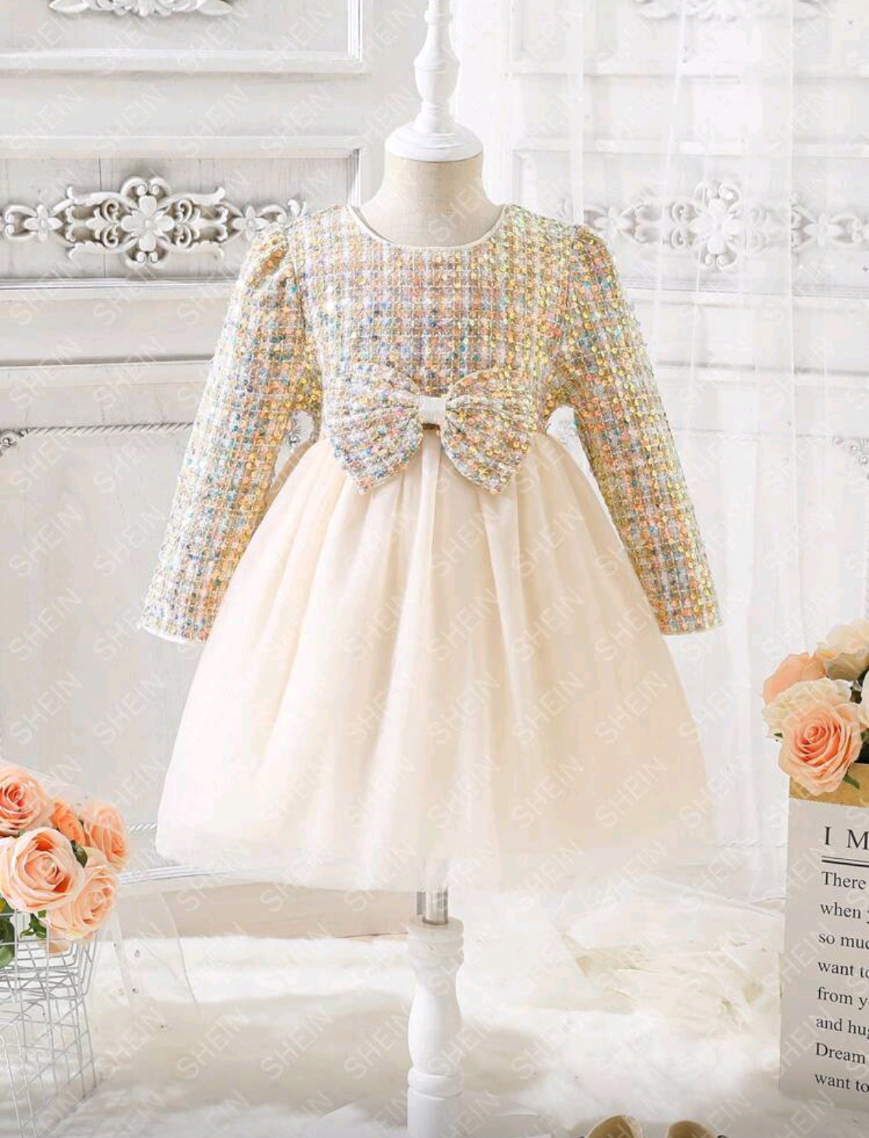 Vestido chic mangas largas con lentejuelas