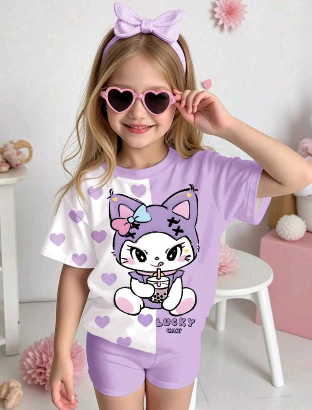Remera con diseño de kuromi+ short