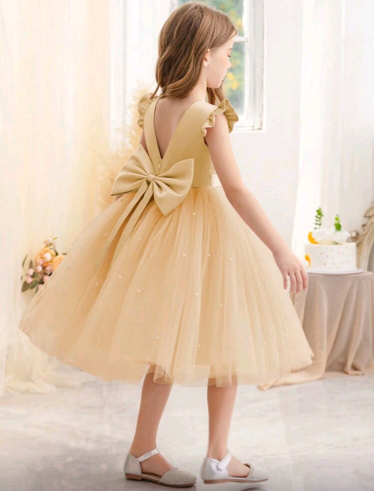 Vestido Elegante con detalles en perlitas