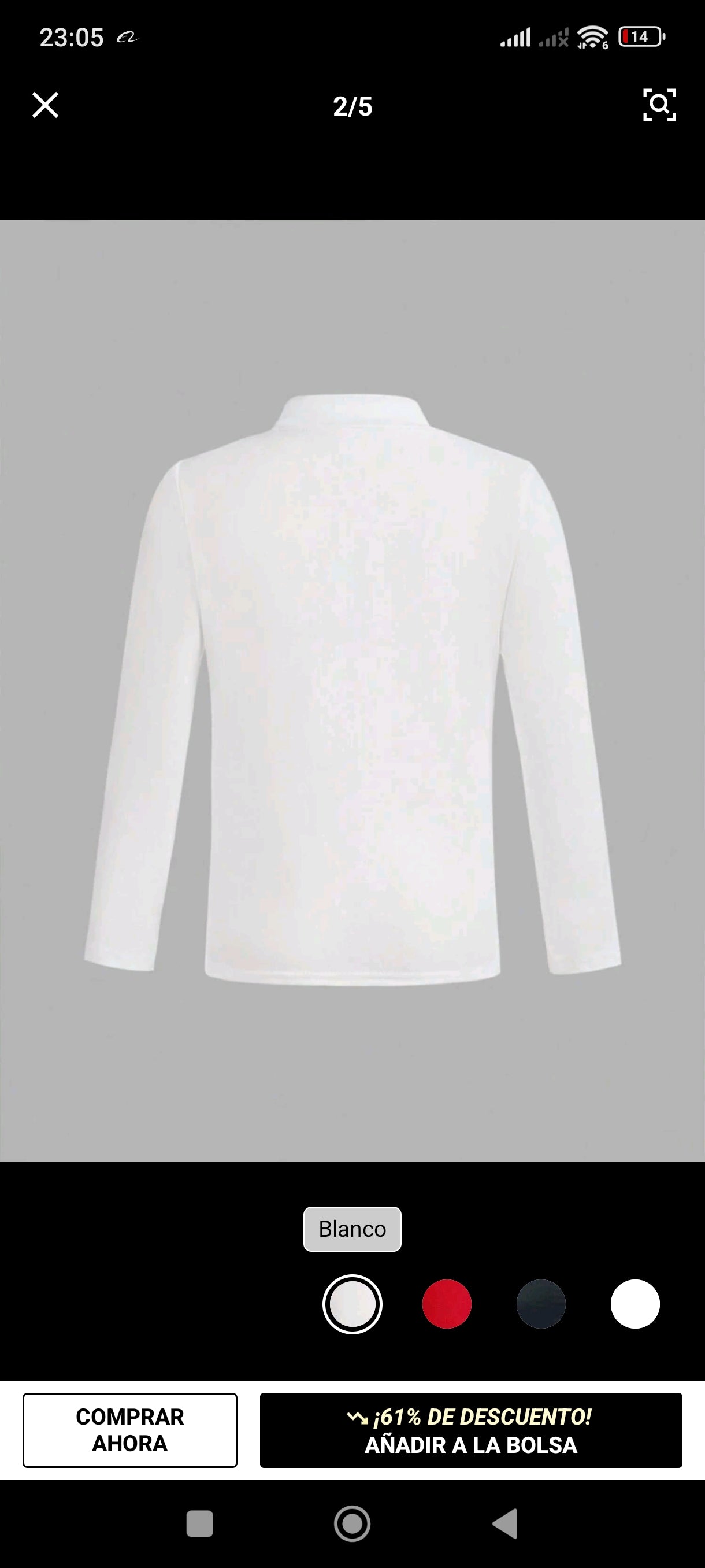 Mangas largas blancas con cuello, liso