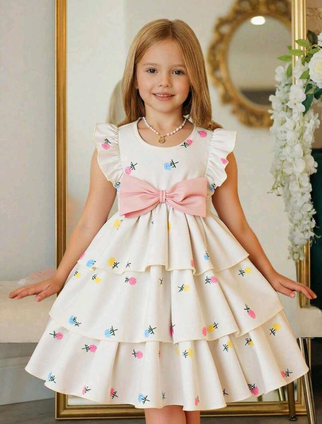 Vestido Estampado, con moño frontal