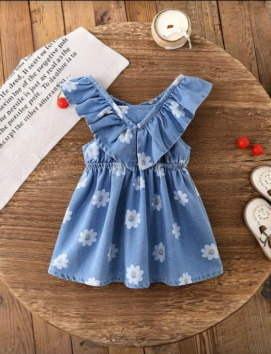 Vestido de jeans bebe con diseño floral