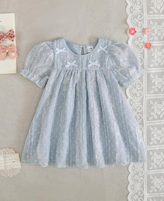 Vestido bebe celeste con moños