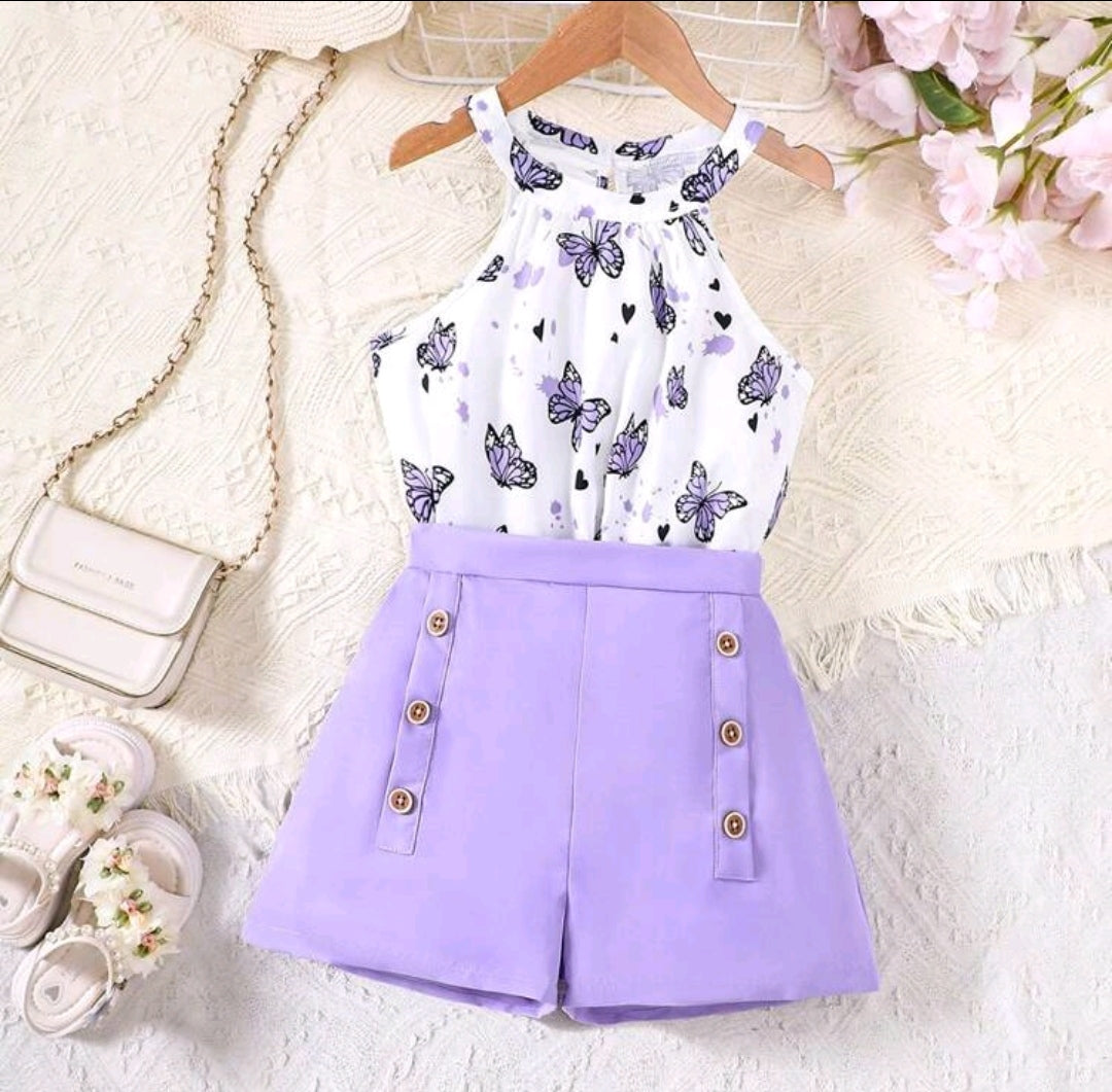Blusa cuello alto estampado + short