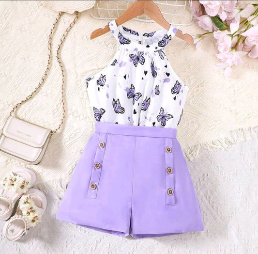 Blusa cuello alto estampado + short