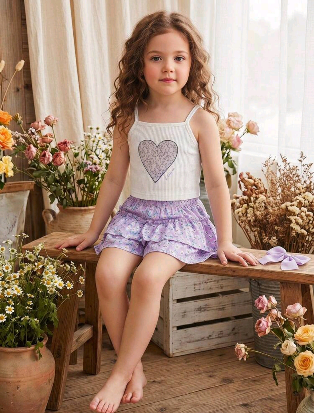 Blusita de tiritas + short pollera floral