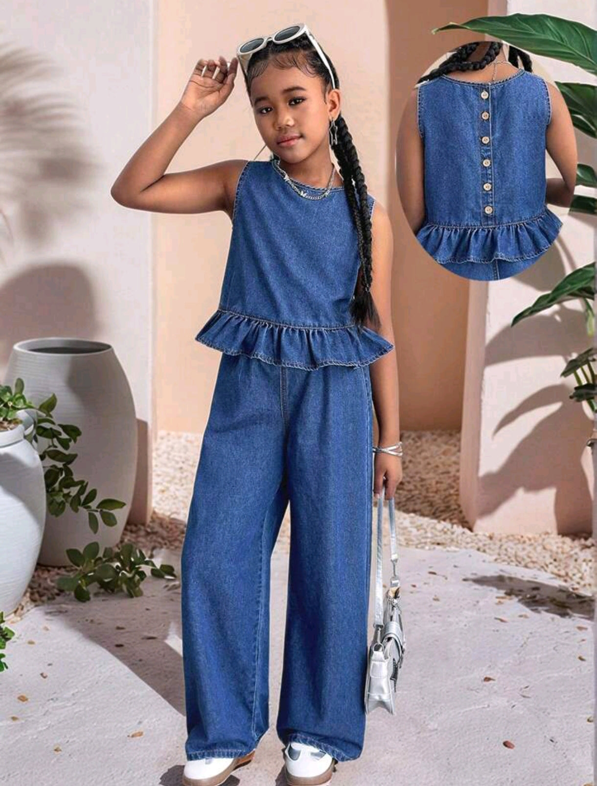 Blusa abotonado + pantalón de jeans
