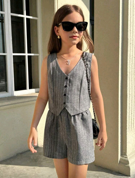 Chaleco a rayas + short