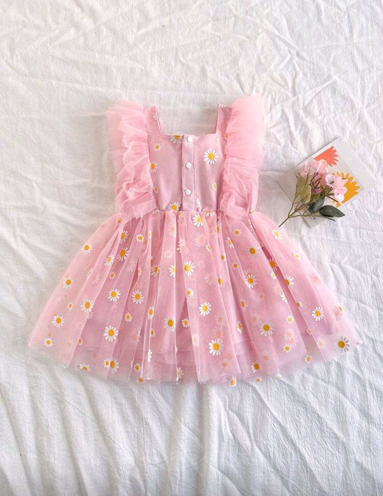 Vestido de tul con estampado de margaritas