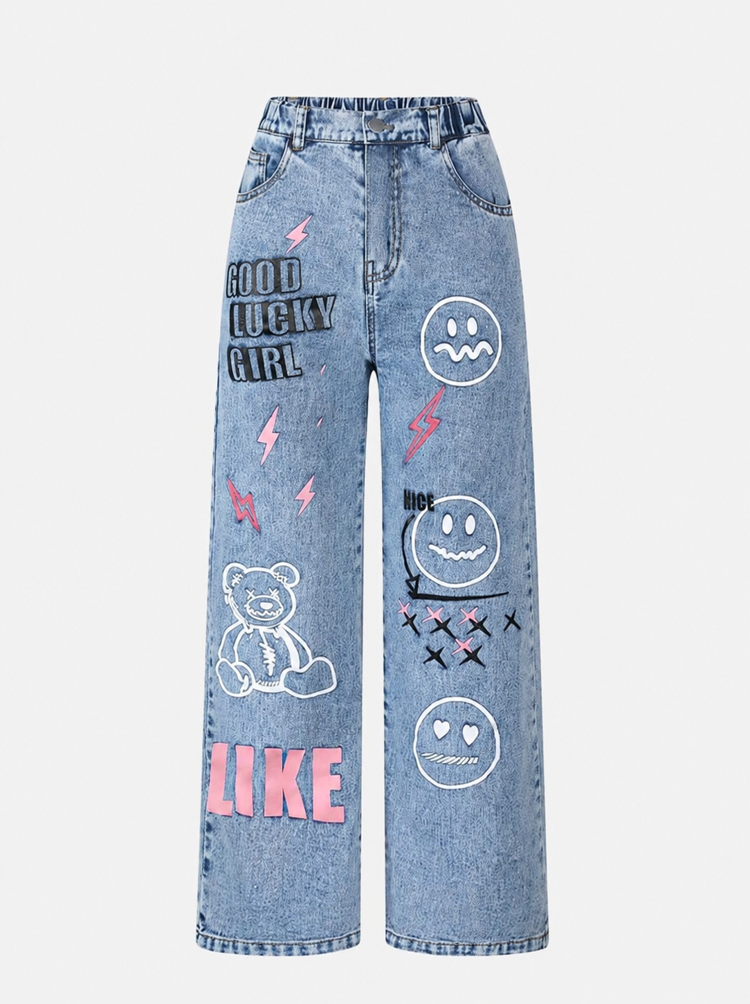 Pantalón de Jeans recto con diseños