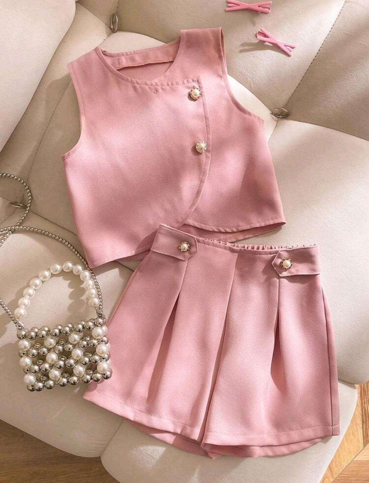 Blusa sin mangas con dobladillo+ short