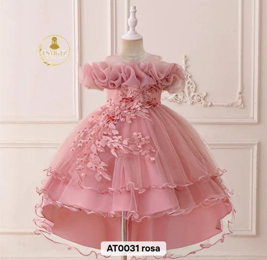 Vestido Elegante con lentejuelas y cola asimétrica