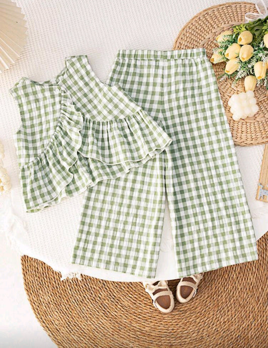 Blusa a cuadro+ pantalón